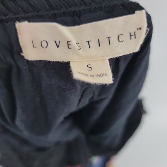 LoveStitch Black Boho Embroidered Dress Sz S Crochet Lace Straps Festival Style - Picture 7 of 11